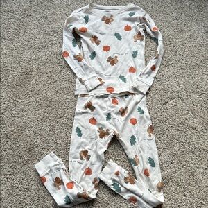 Carters Thanksgiving Thankful for You Turkey Pumpkin Leaves Pajamas size 8